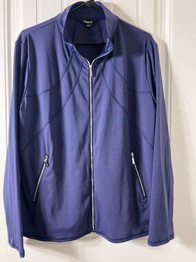 ACEGOLFS XL Navy Blue Peplum Golf Performance Jacket Full Zip Athletic Mesh Back